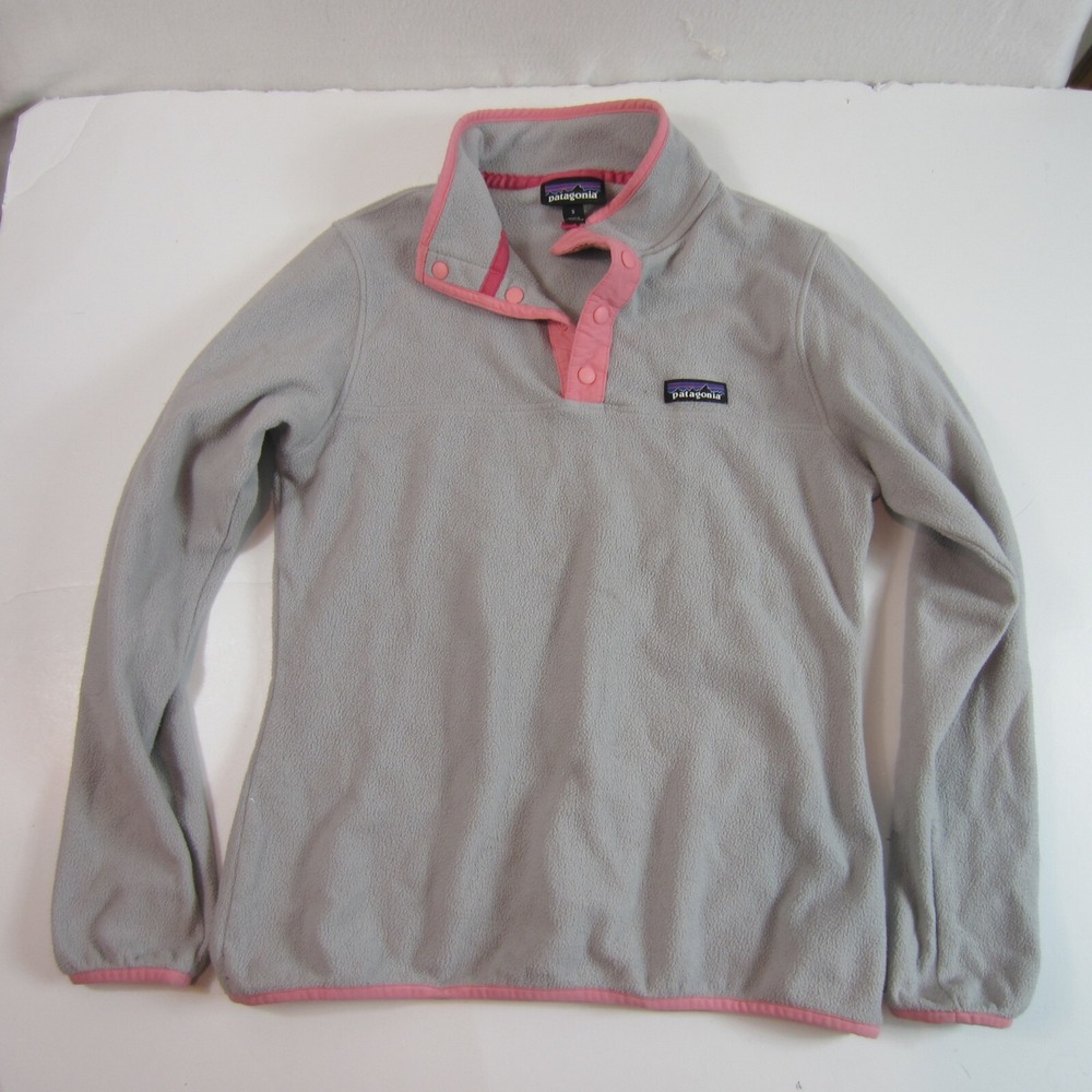 patagonia Women's Micro D Snap-T Pullover Fleece Gray pInk Size Small